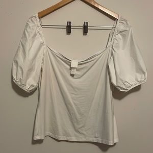 White H&M shirt with puffy sleeves